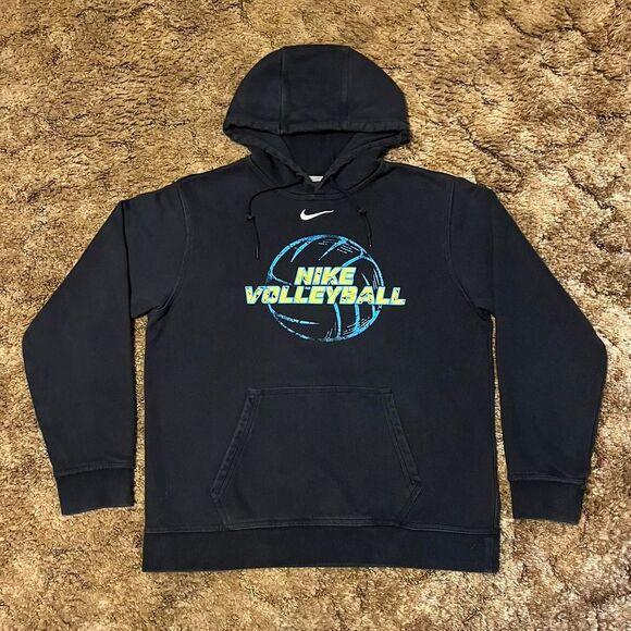 Vintage Y2K Nike Volleyball Center Logo Hoodie Black Medium - Picture 1 of 4